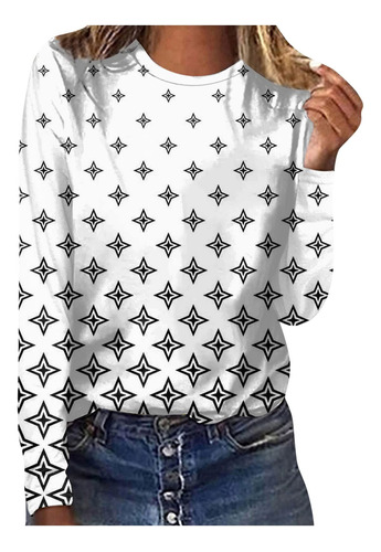 Camiseta Manga Larga Estampado Para Mujer Comoda Blusa Tipo