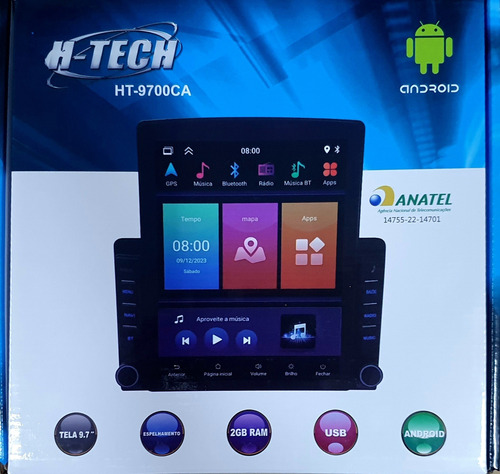Multimídia H-tech Ht-9700 Com Bluetooth, Gps E Tela Touch