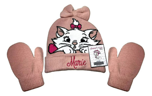 Kit Inverno Infantil Touca E Luvas Gata Gatinha Marie Disney