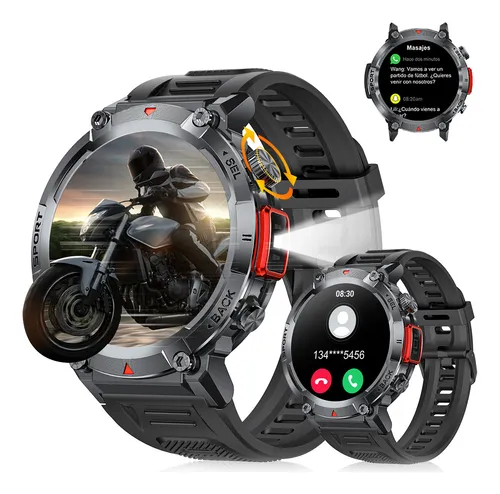 Smart Watch Hombre Con Linterna Reloj Inteligent Militar