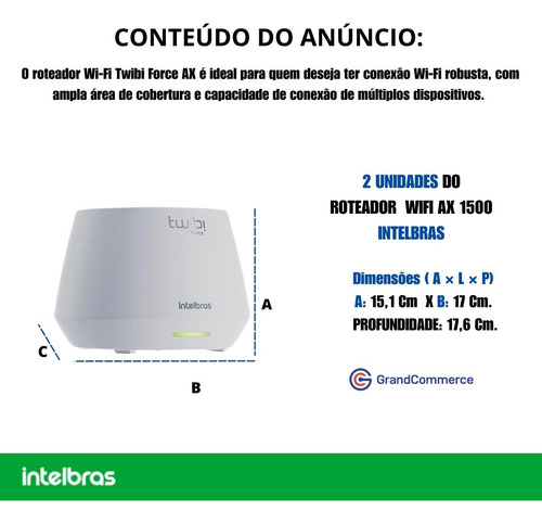 Intelbras Roteador Twibi force ax ax 1500 branco 2 unidades
