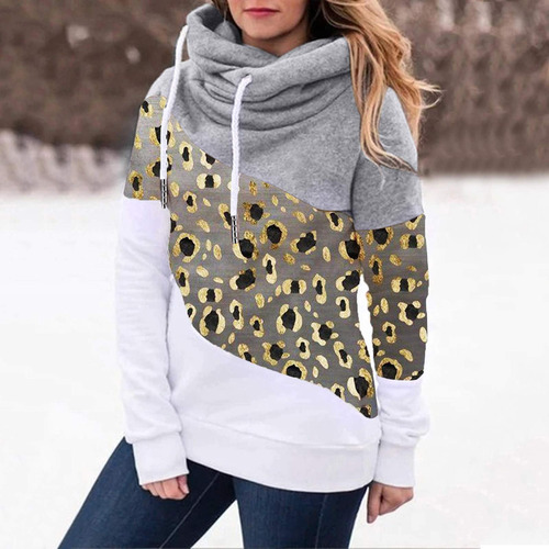 Sudadera Capucha Hotkey Para Mujer Otoño Parche Bloque Color