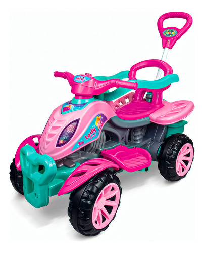 Quadriciclo Carrinho Infantil Rosa Meninas Com Pedal E Haste