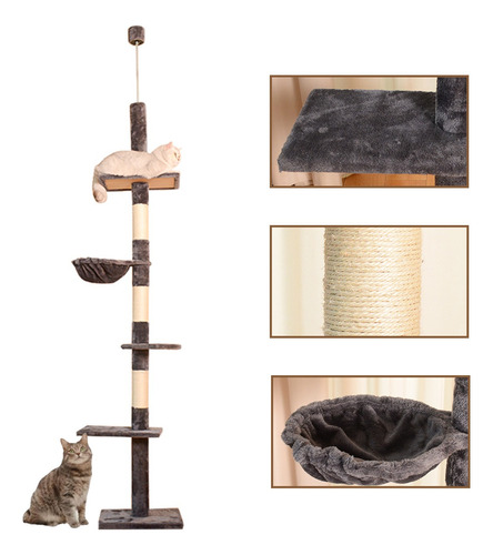 Árbol Vertical Para Gatos Con Altura Ajustable Desde El Suel