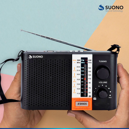 Radio Portatil Am Fm Usb Micro Sd Entrada Auriculares Color Negro
