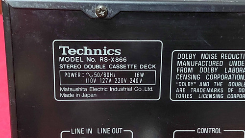 Technics Rs-x866 Doble Cassette Deck (Usado)