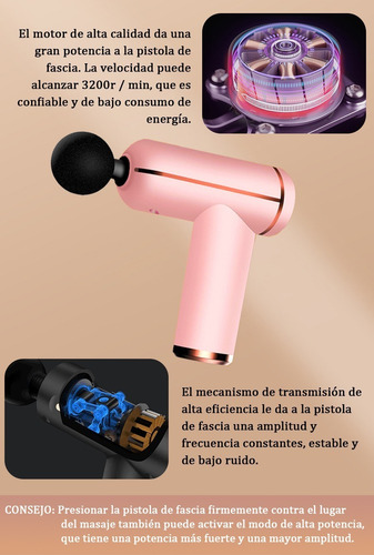Imagen 3 de 7 de Pistola Masajeadora De Músculos Con Pantalla Recargable