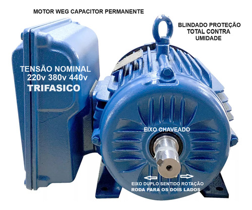 Motor Elétrico 5 Cv Weg Premiun 220v/440v Ip55 W22 Trifásico