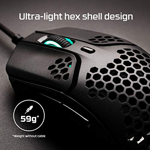 Ratón Gaming Hyperx Pulsefire Haste, Ultraligero 59g,