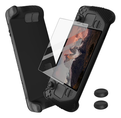 Funda Protectora Para Steam Deck De Tpu De Silicona + 1 Mica