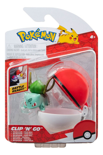 Pokébola Con Clip + Figura Bulbasaur. Pokémon Original. Mpuy