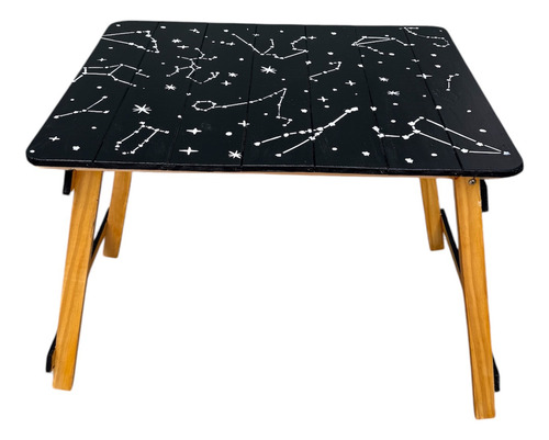 Mesa Plegable Matera Pintada Con Constelaciones Negro