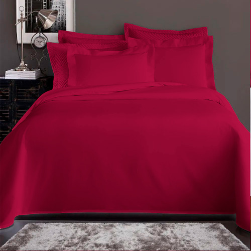 Fronha 100% Algodão Egípcio 600 Fios 0,50 X 0,90 Cm Cor Vermelho Lisa