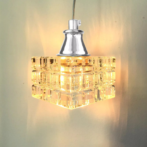 Kit 2 Pendente Cristal Metal Prata Polido Banheiro Bet43 + Led