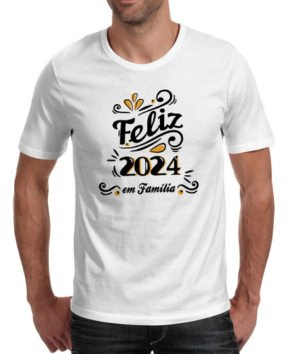 Camiseta Branca Festa Ano Novo Familia