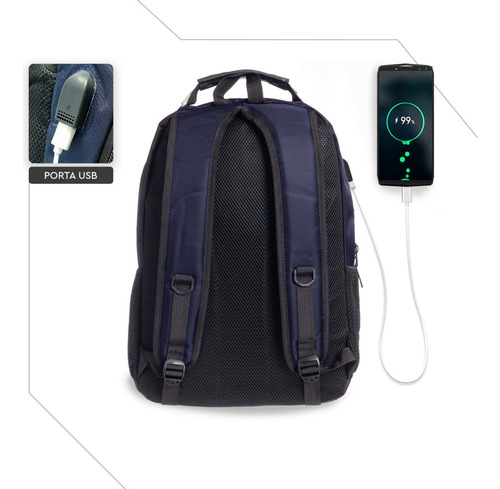 Imagen 6 de 10 de Mochila Notebook Usb Reforzada Compartimientos Full