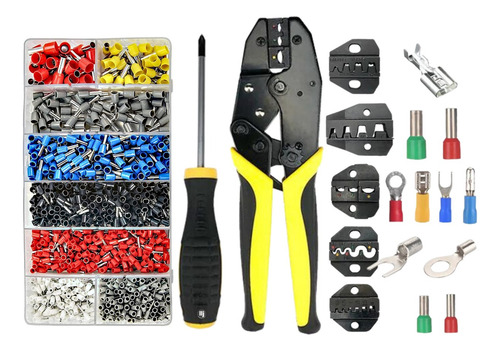 Kit Alicate Crimpar + Box De 1200 Terminal Ilhós 0,25 A 35mm