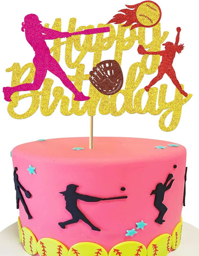 Softball Cake Topper Para Niñas Softbol Softbol Happy Birthd