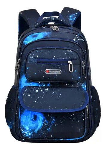 Mochila Espaço Fichario Porta Garrafa E Notebook Cor Azul-marinho Desenho do tecido Liso