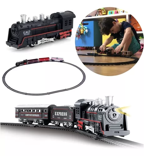 Ferrorama trem locomotiva brinquedo crianca luz 15 pecas infantil abmida