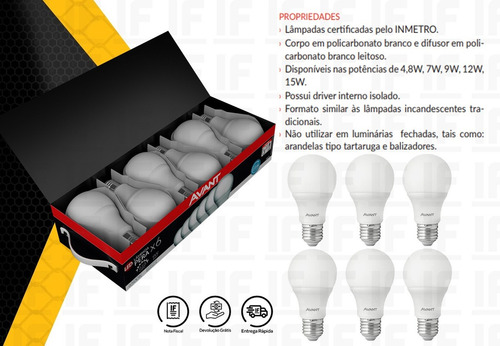 Imagem 2 de 7 de Kit 6 Lâmpada Led 9w Bulbo Soquete E27 Bivolt Casa Comércio
