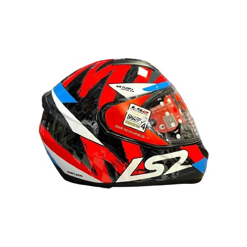 Casco Ls2 Ff352 Negro Mate Azul Rojo - Gkmotos.uy