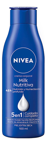  Crema Corporal Humectante Nivea Body Milk Nutritiva Piel Extra Seca 100 Ml