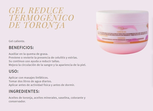 Gel De Toronja Reduce Termogénico Caliente 500 Gr.