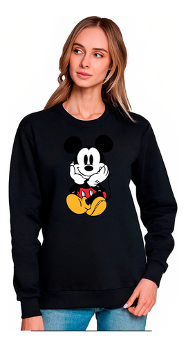 Poleron Cuello Redondo Mickey Sentado Excelente Calidad Moda Unisex