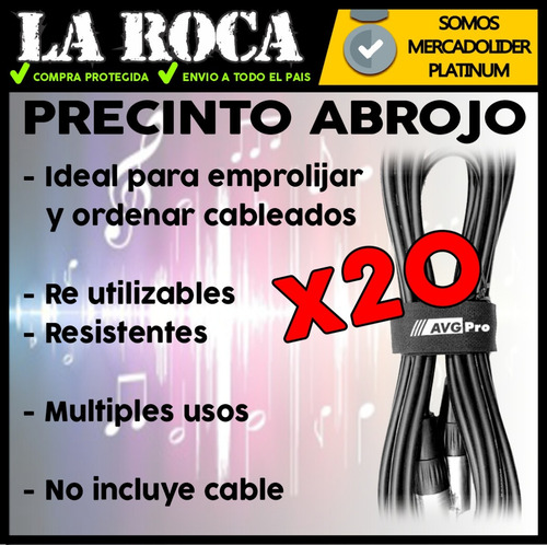 Imagen 4 de 10 de Combo X20 Precintos Sujeta Cable Abrojo Reutilizables