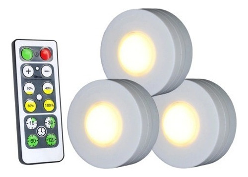 3 Luminaria Lampada Led Sem Fio Sensor Toque Controle Remoto Cor Branco Quente 3v