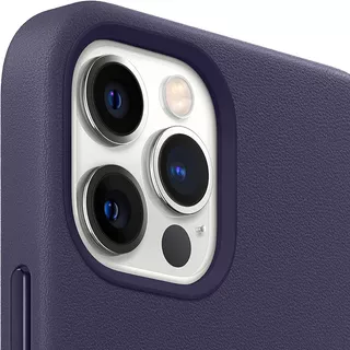 Funda Cuero Apple Leather Magsafe iPhone 12 Promax-violeta