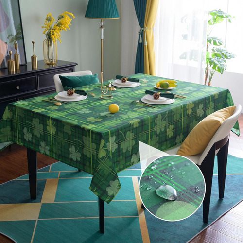 Mantel Rectangular Impermeable Con Estampado De Trébol 132x1