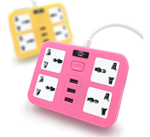 Regleta De Enchufes 3 Puertos Usb 1.8 Protección Contra