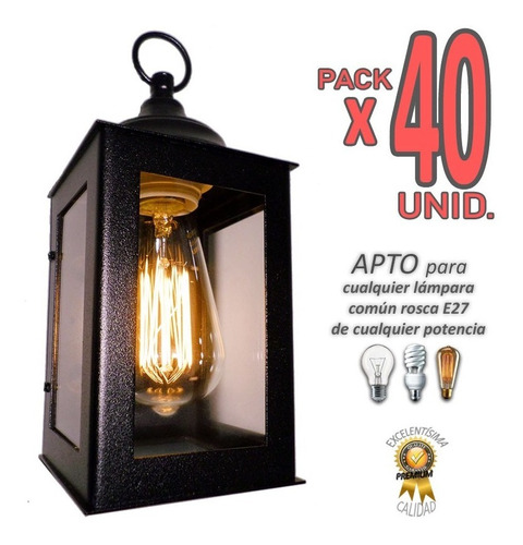 Aplique Difusor Patio Vintage Farol Diseño Exterior Pack X40 Colonial Minimalista Fachada Exteriores Multidireccional 