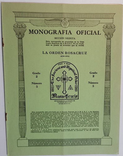 Masonería Orden Rosacruz Oficial Grado 2 Número 5 Ro 131