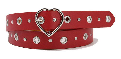 Cinturón Mujer Hebilla Corazón Tachas Y Ojetillos Accesoria 