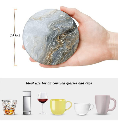 Britimes Juego De 6 Posavasos Para Bebidas, Mesa De Ágata De