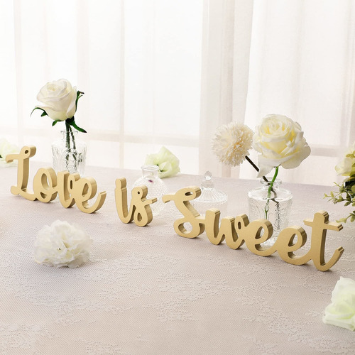 Letrero De Madera Con Texto En Inglés «love Is Sweet Tabl.