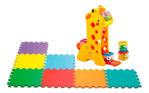 Centros De Atividades Multimarcas Tapete Infantil Com Girafa De Encaixar Blocos Fisher Price Cor Amarelo