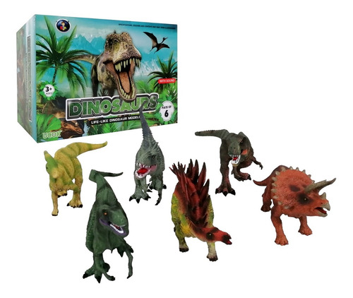 Set Paquete 6 Dinosaurios Realistas De Juguete Con Sonido
