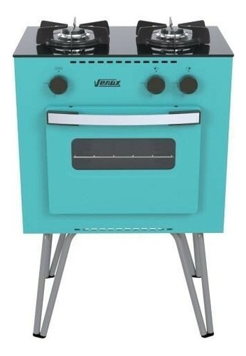 Fogão  de chão Venax  Mini Cook a gás 2 queimadores  verde porta com visor 22L