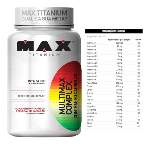 2x Multimax Complex 90 Cáps - Max Titanium Multivitamínico