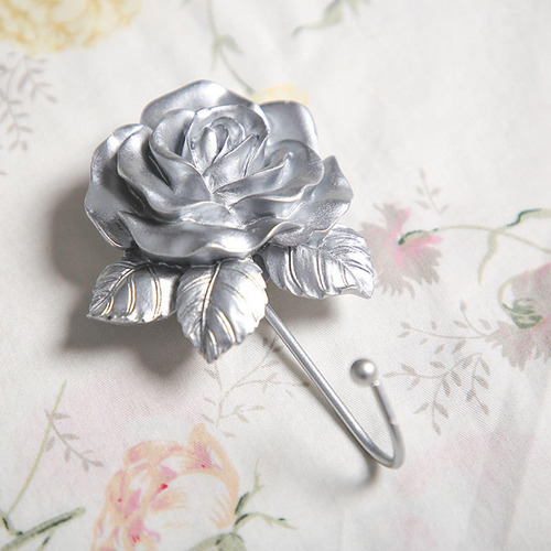 2 Gancho De Rosa Organizador Decoración De Pared Plata