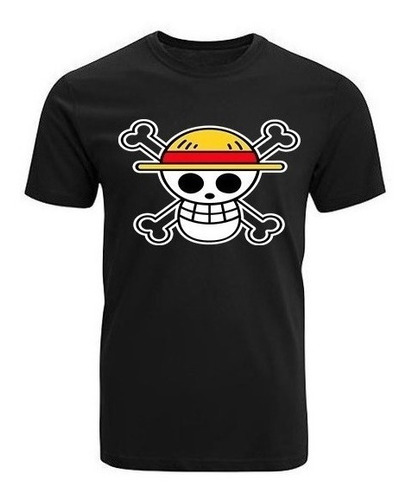 Polera One Piece Luffy Puño Serie Anime Polera Negra Anime