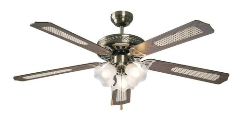 Ventilador De Teto Madeira 5 Pás Dourado Reunion 220v Aliseu Diâmetro 132 cm