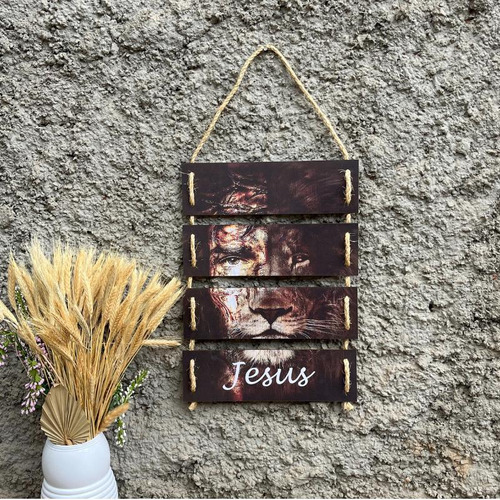 Placa Decorativa Em Mdf Com Corda Jesus