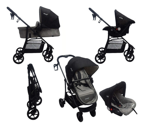 Coche Bebé Travel System 3 En 1 Avanti Moises Huevito Color Gris