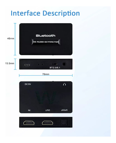 Extractor De Audio Bluetooth Hdmi Conector Bluetooth V5.0 4