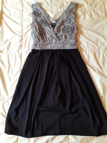 Vestido Tipo Coctel / Semi Formal Negro Y Gris 